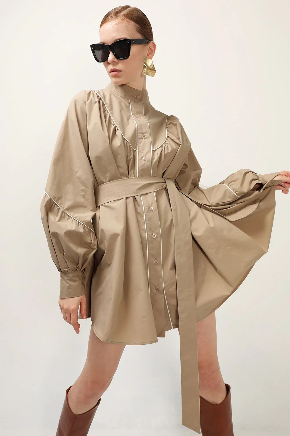 Tori Piping Detail Shirt Dress | Storets (Global)