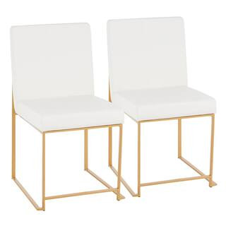 Lumisource Fuji White Faux Leather Gold in High Back Dining Chair (Set of 2) DC-HBFUJI AUW2 - The... | The Home Depot