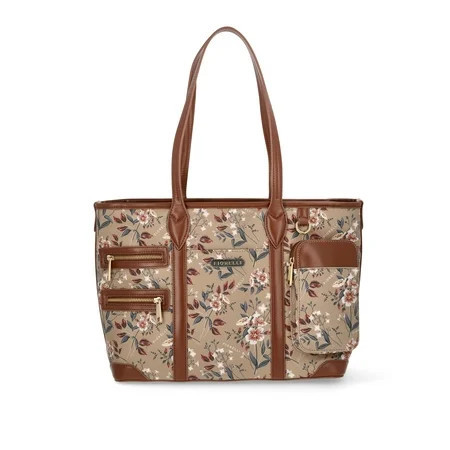 Fiorelli Women's Brooke Tote Bag, Brown Floral | Walmart (US)