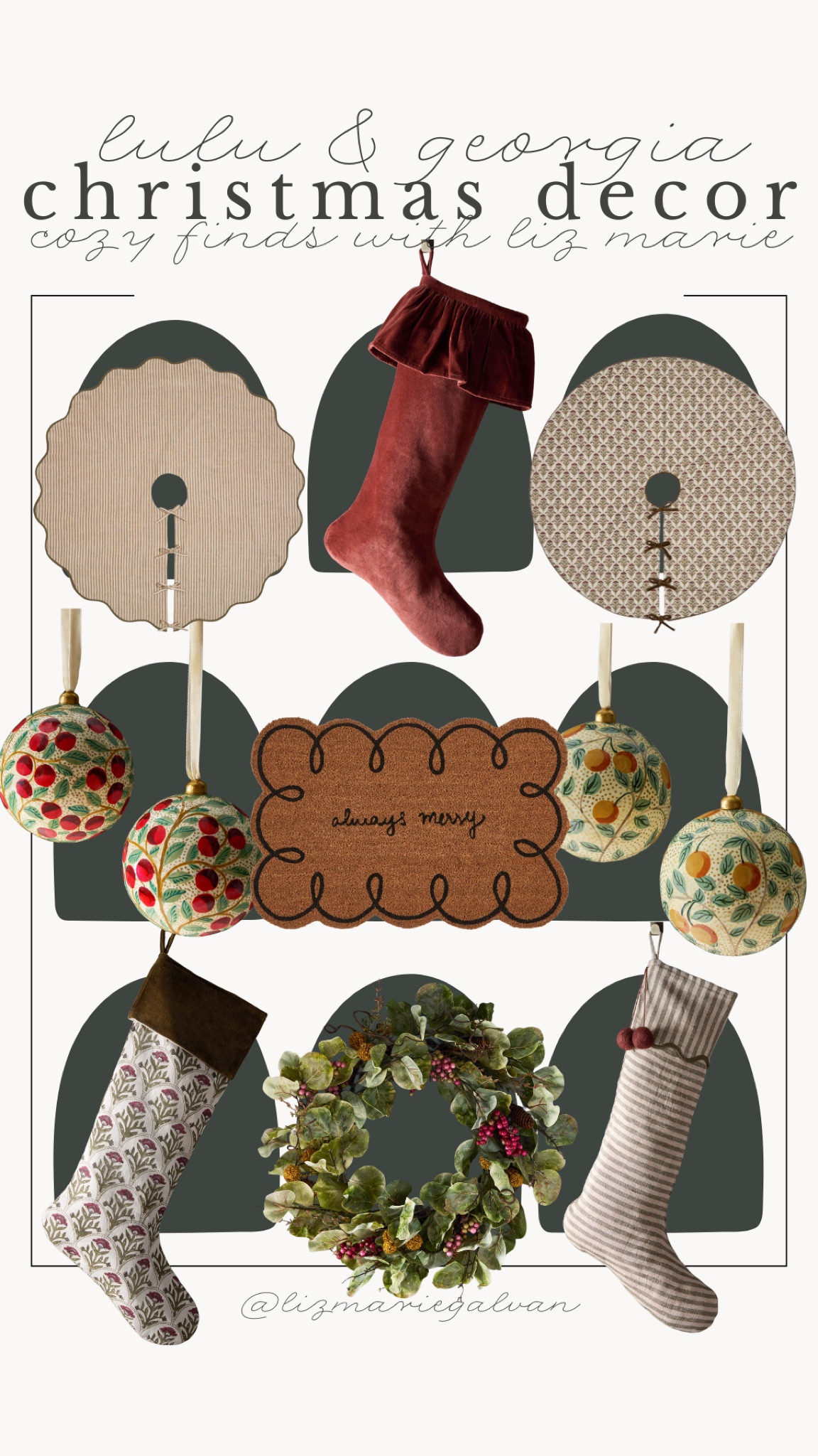 Cozy traditional classic Christmas decor. Hand painted fruit ornaments that will be heirloom Christmas decor for decades to come, cozy velvet classic Christmas pieces & traditional block print & heirloom stripe stockings. More great cozy cottage farmhouse Christmas decor below: 

#LTKHoliday #LTKHome #LTKSeasonal