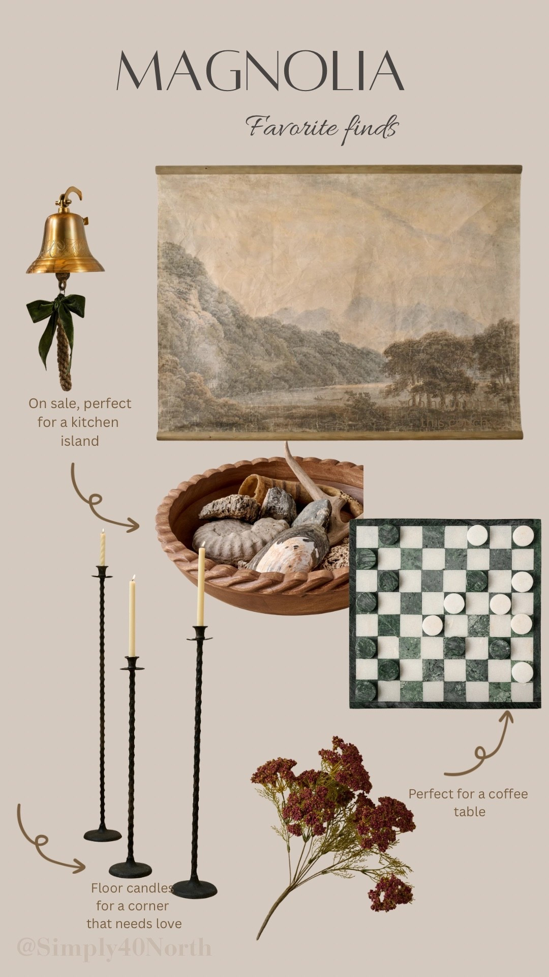 A few home decor finds from Magnolia that I am loving.  I really think I need the dinner bell.  And the tapestry 😍.  The bowl is on sale and the size would be perfect on a kitchen island.  The marble checkers would be a pretty addition to a coffee table.  All so pretty and good!

#LTKHome