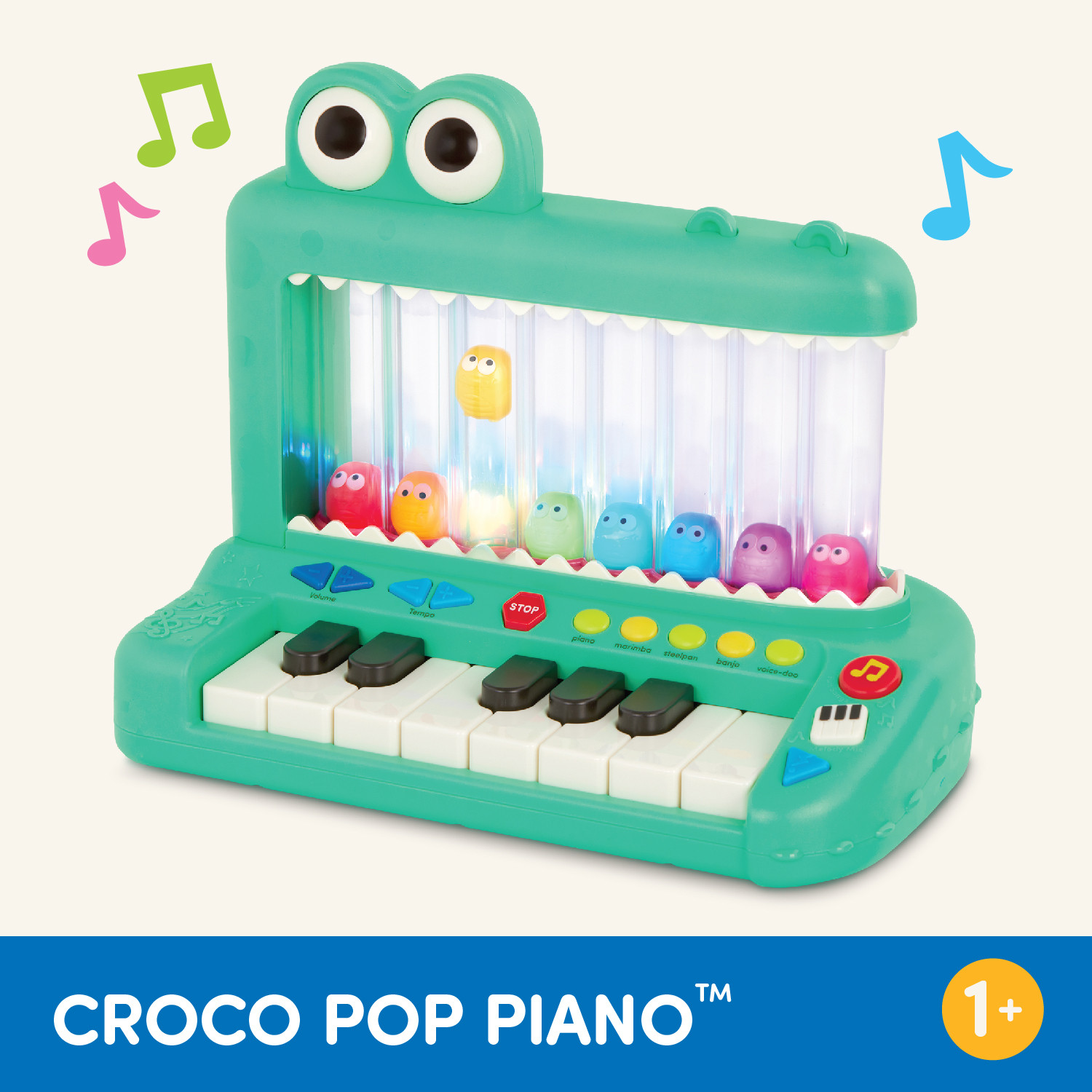 Battat Croco Pop Piano Toy Keyboard with Songs Sounds Lights, Baby and Toddler Toys | Walmart (US)