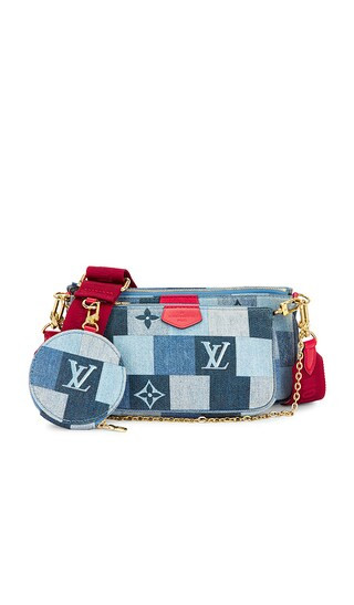 Louis Vuitton Denim Damier Pochette Accessoires Shoulder Bag in Blue | Revolve Clothing (Global)