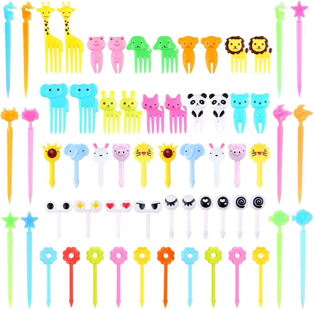 156PCS Animal Food Picks for Kids Bento Box Accessories, FATLODA Fun Kid Food Picks, Cute Fruit T... | Amazon (US)