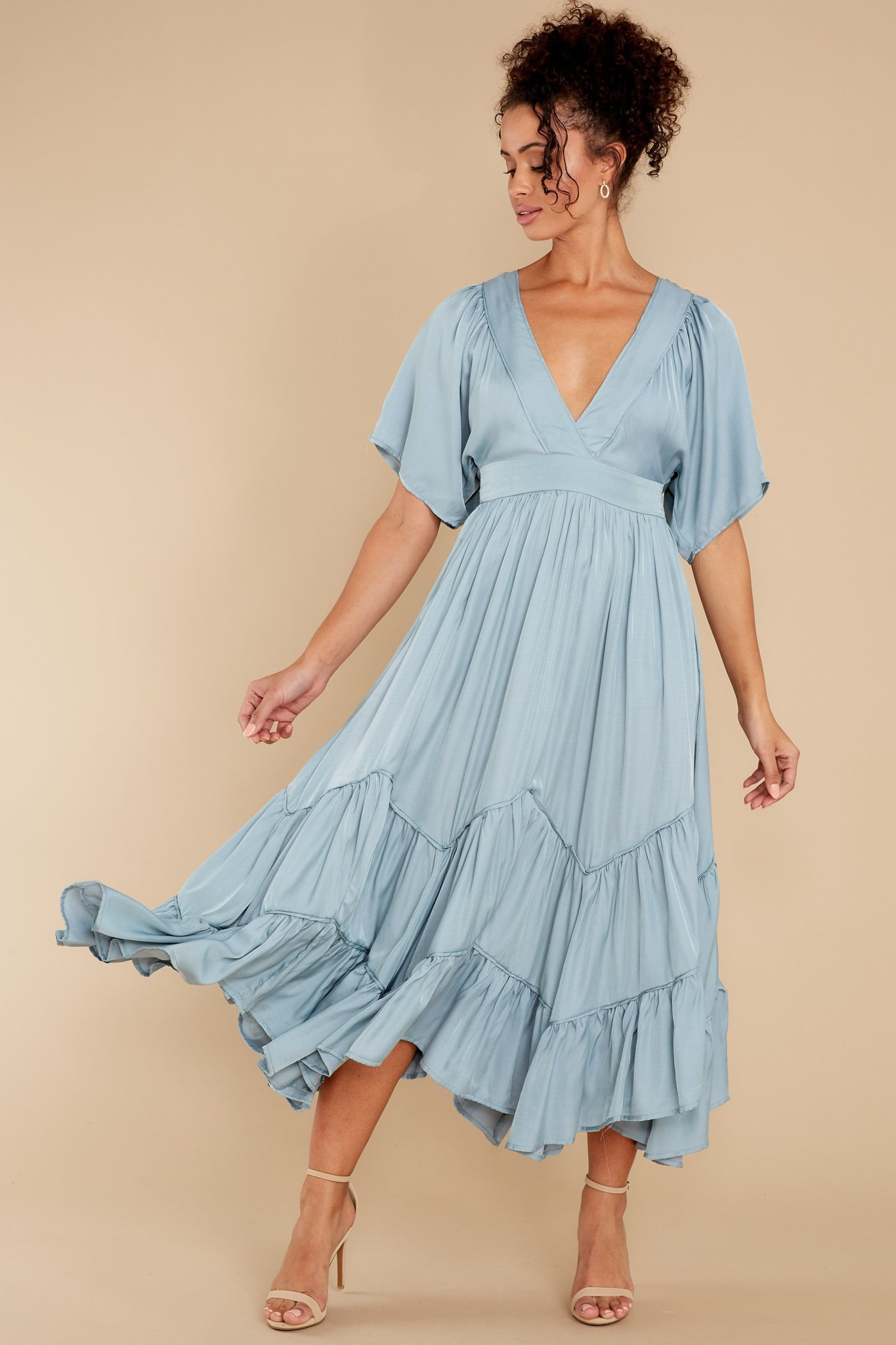 Never Austere Dusty Blue Midi Dress | Red Dress 