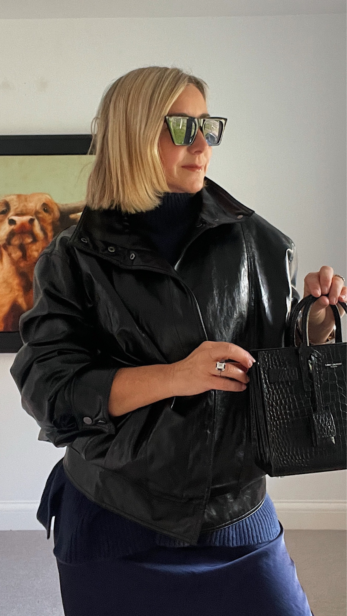 Leather & satin. Navy & black. Mixing old & new as always 

#LTKeurope #LTKuk #LTKautumn