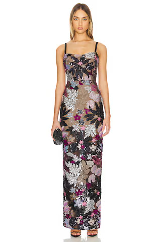 Bronx and Banco Dahlia Leona Embroidered Gown in Silver Multi from Revolve.com | Revolve Clothing (Global)