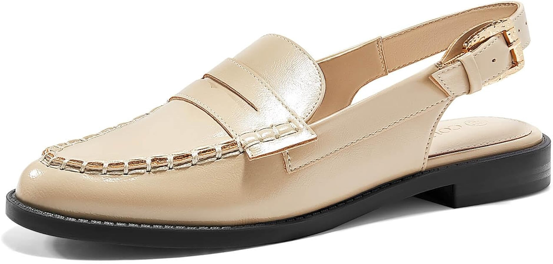 Coutgo Women's Slingback Loafers Comfortable Pointed Toe Chunky Low Heel Adjustable Buckle Strap ... | Amazon (US)