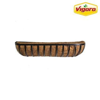 36 in. x 7.3 in. Black Metal English Trough with Coco Liner | The Home Depot