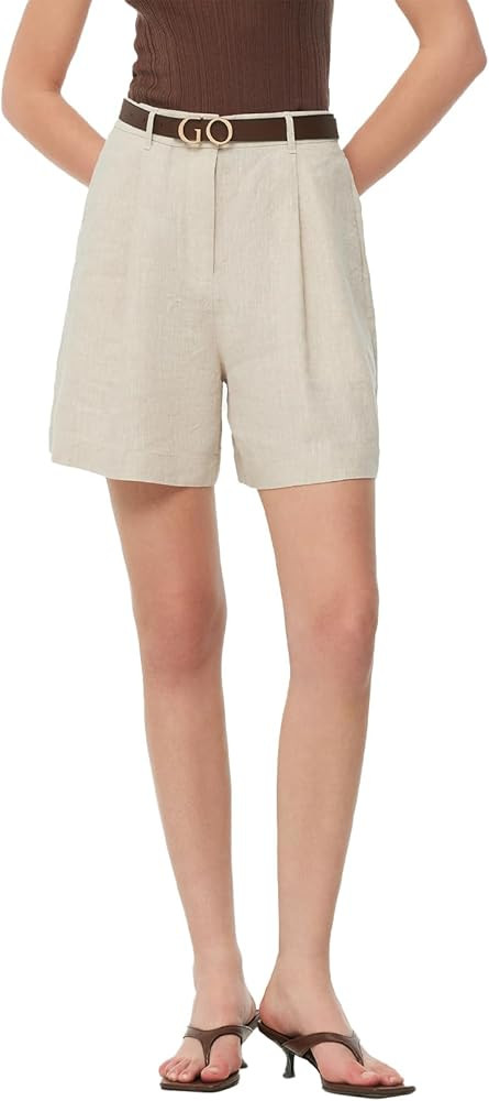 GOELIA Shorts for Women Elastic High Waisted Wide Leg Loose A-Line Shorts with Belt and Pockets | Amazon (US)