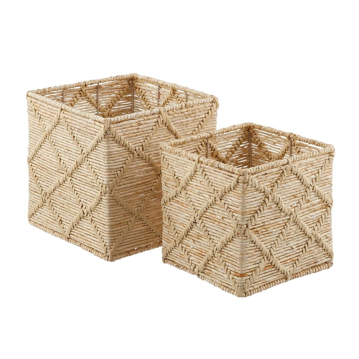Large Trellis Maize Cube Natural | The Container Store