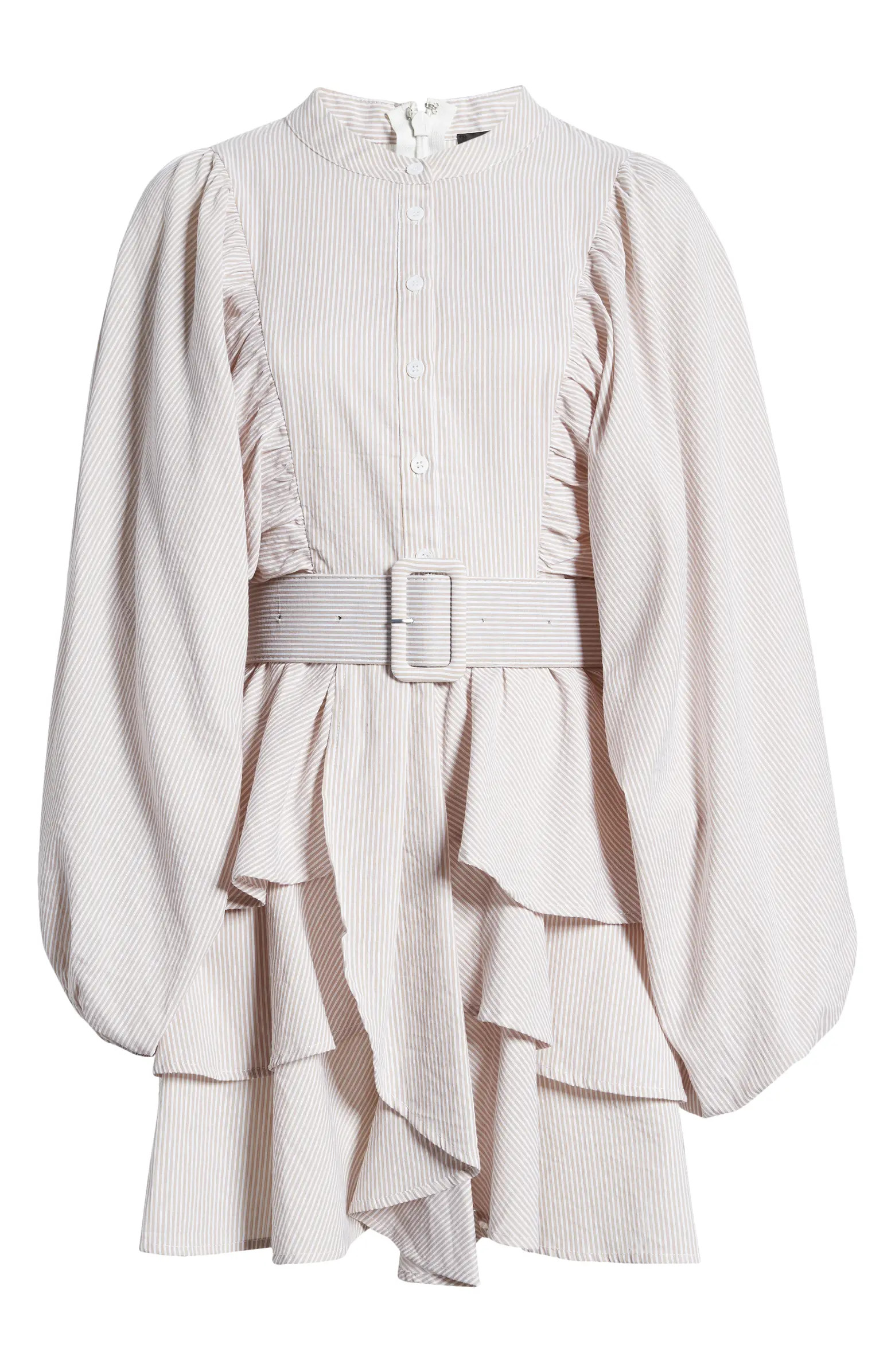 Belted Long Sleeve Ruffle Dress | Nordstrom