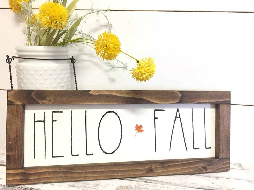 Farmhouse Hello Fall Wood Sign - Rustic Autumn Decor - Fall Wall Hanging | Amazon (US)