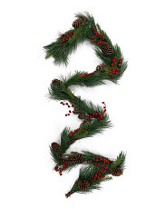 9ft Iced Pine Garland With Berries And Pinecones | TJ Maxx