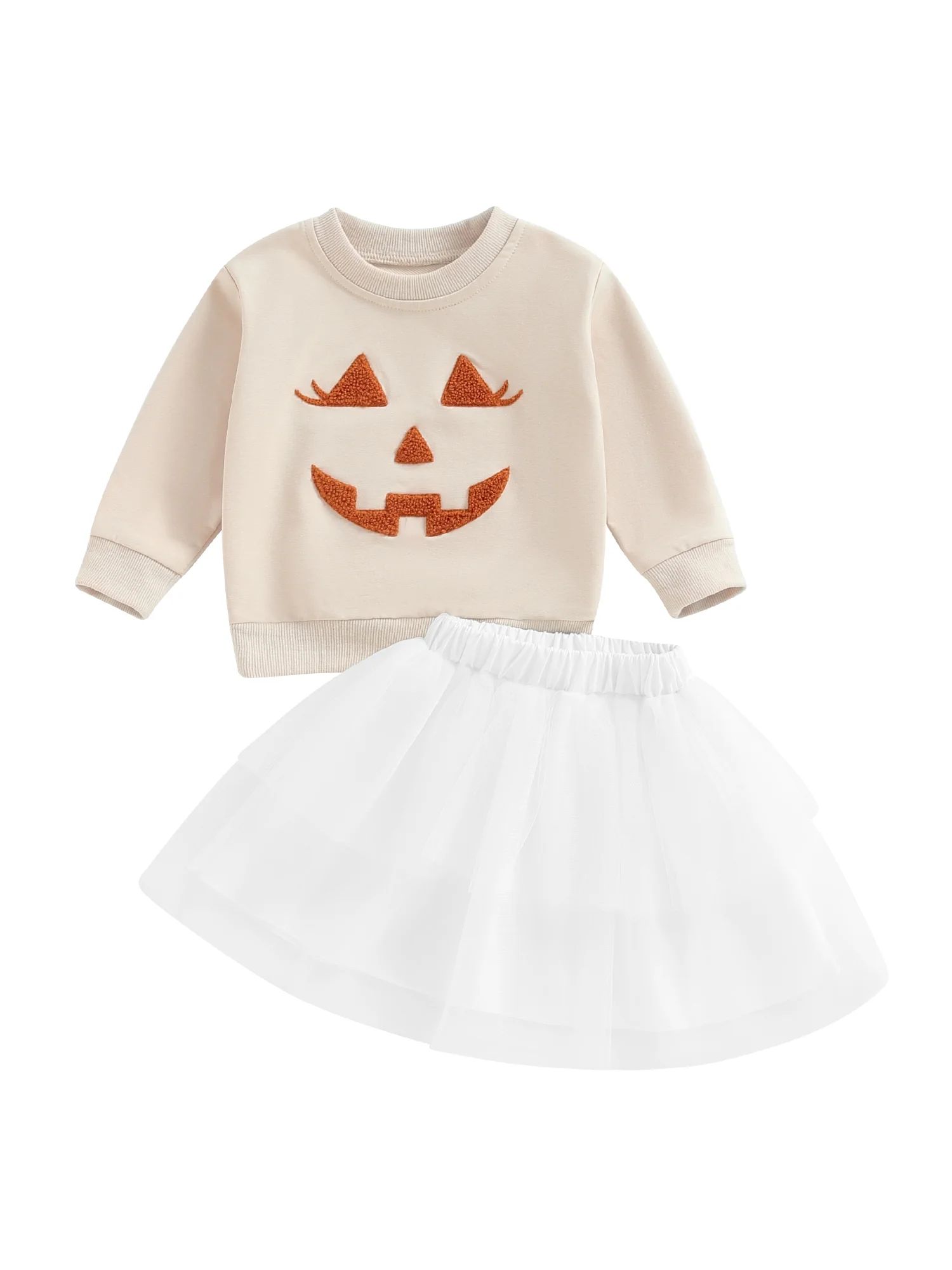 Toddler Halloween Outfit Baby Girl Boo Witches Shirt Long Sleeve Sweatshirt and Tulle Skirts Litt... | Walmart (US)