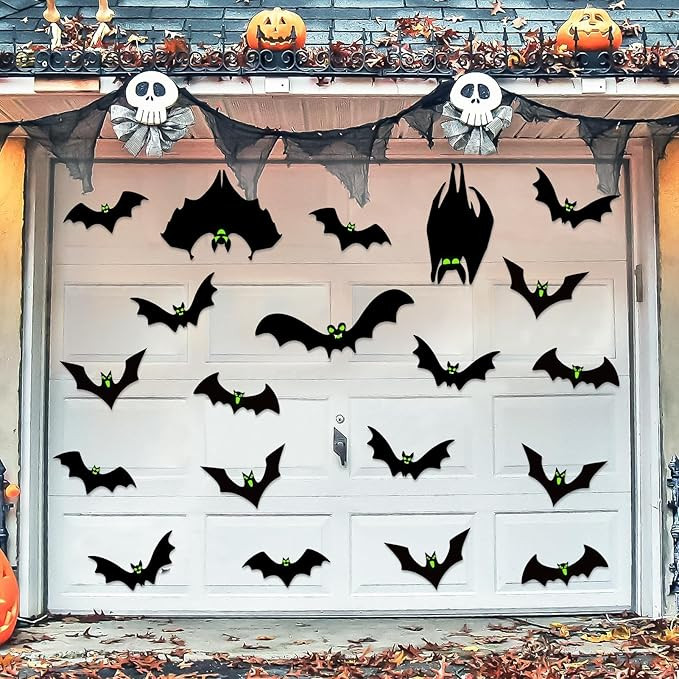kockuu 24pcs Magnetic Bats Halloween Garage Door Decorations Outdoor - Halloween Garage Door Magn... | Amazon (US)
