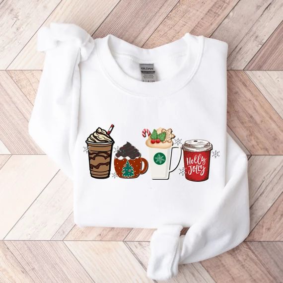 Christmas Coffee Sweatshirt Cute Christmas Sweatshirt | Etsy | Etsy (US)