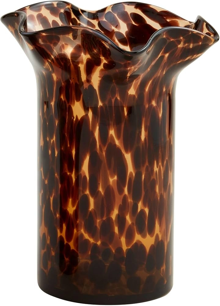 Mud Pie Ruffle Tortoise Glass Vase, Large, 9.5" x 7.25" | Amazon (US)