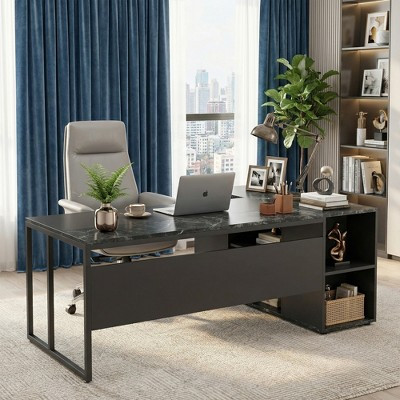 MAYEERTY 71" Large L-Shaped Executive Desk, Office Desk with Shelves and Cabinet | Target