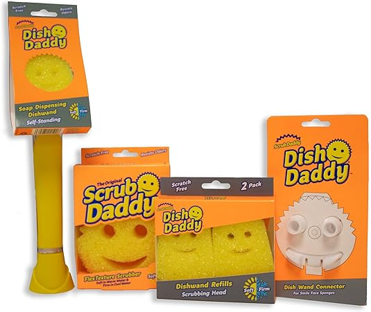 Scrub Daddy Dish Daddy Wand, Refill Heads, Sponge & Connector Head, Soap Dispensing Dish Brush, T... | Amazon (US)