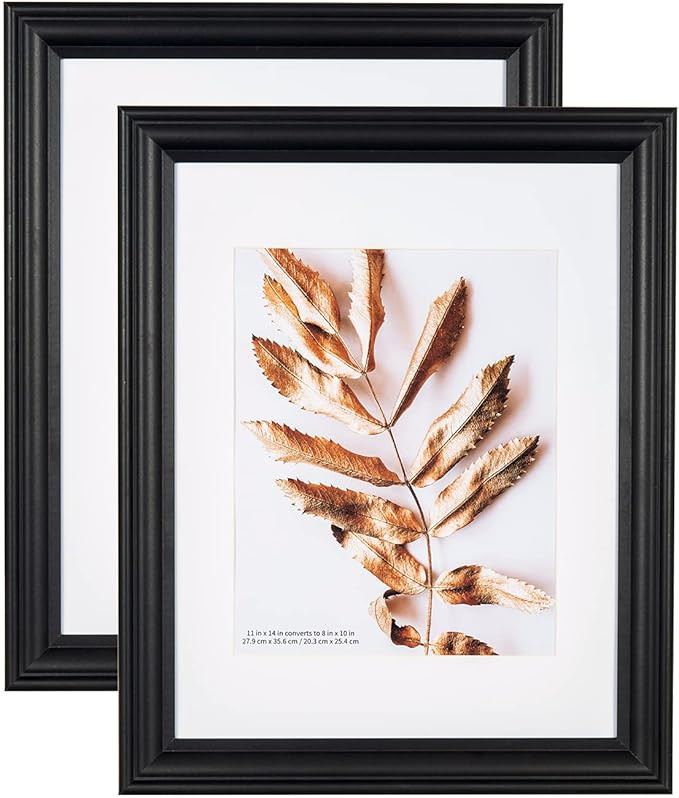 Hogaryo 2 Pack 11x14 Picture Frames Black, Display Picture 8 x 10 with Mat, HD Glass Photo Frame ... | Amazon (US)