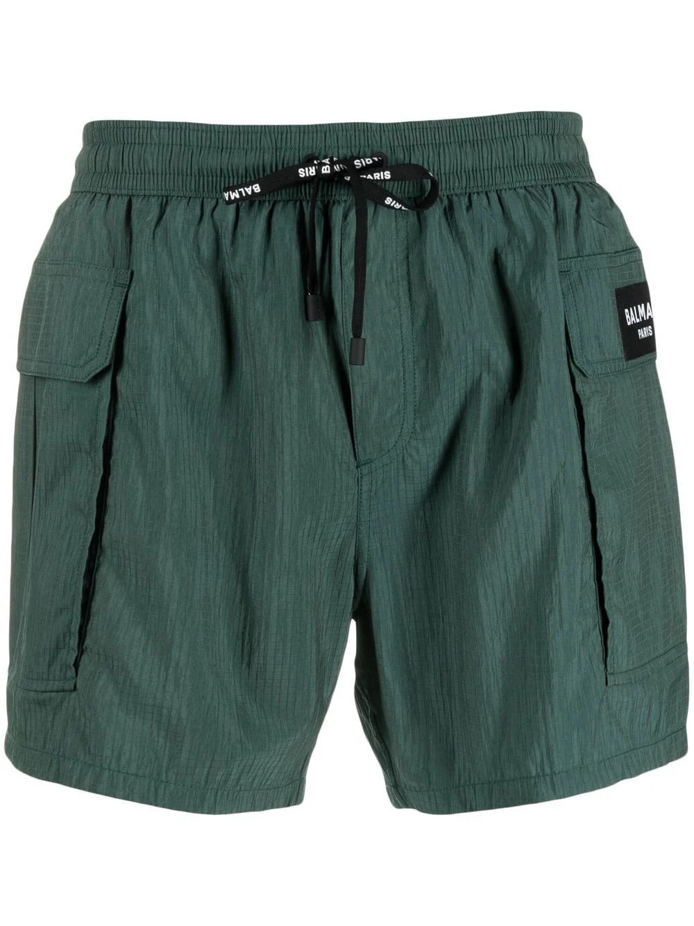 Balmain logo-patch drawstring swim shorts - Green | Farfetch Global