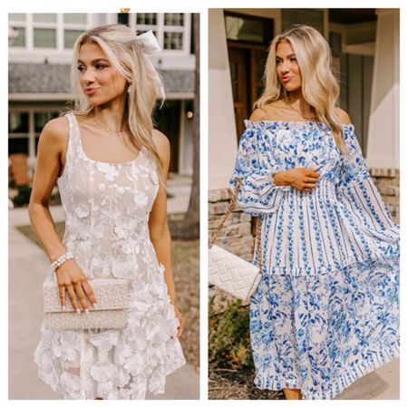 Floral embellished dress, white dress, blue and white dress, Easter dresses, grandmillennial stylee

#LTKSeasonal #LTKstyletip #LTKfindsunder100