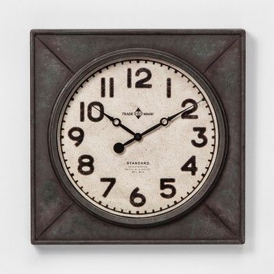20" Square Industrial Wall Clock - Threshold&#8482; | Target
