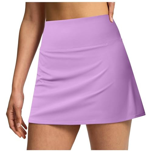 Cxquxse Tennis Skirts for Women with Shorts Underneath High Waisted Workout Athletic Skorts with Pockets Skinny Golf Skirts A3Light Purple, XXL | Amazon (US)