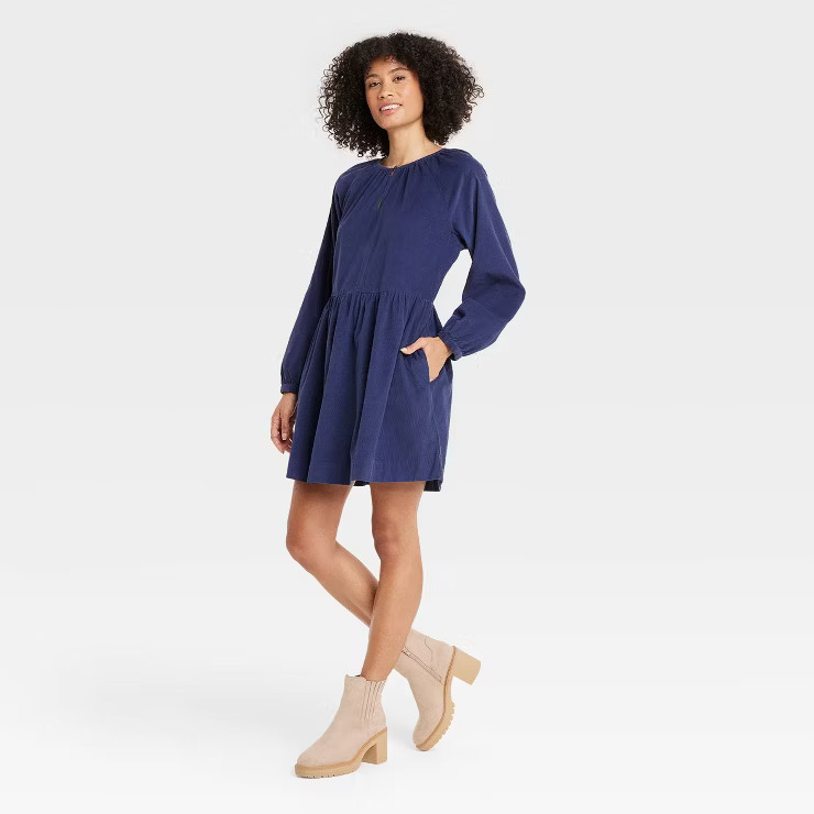 Women's Balloon Long Sleeve Corduroy Shift Dress - Universal Thread™ | Target