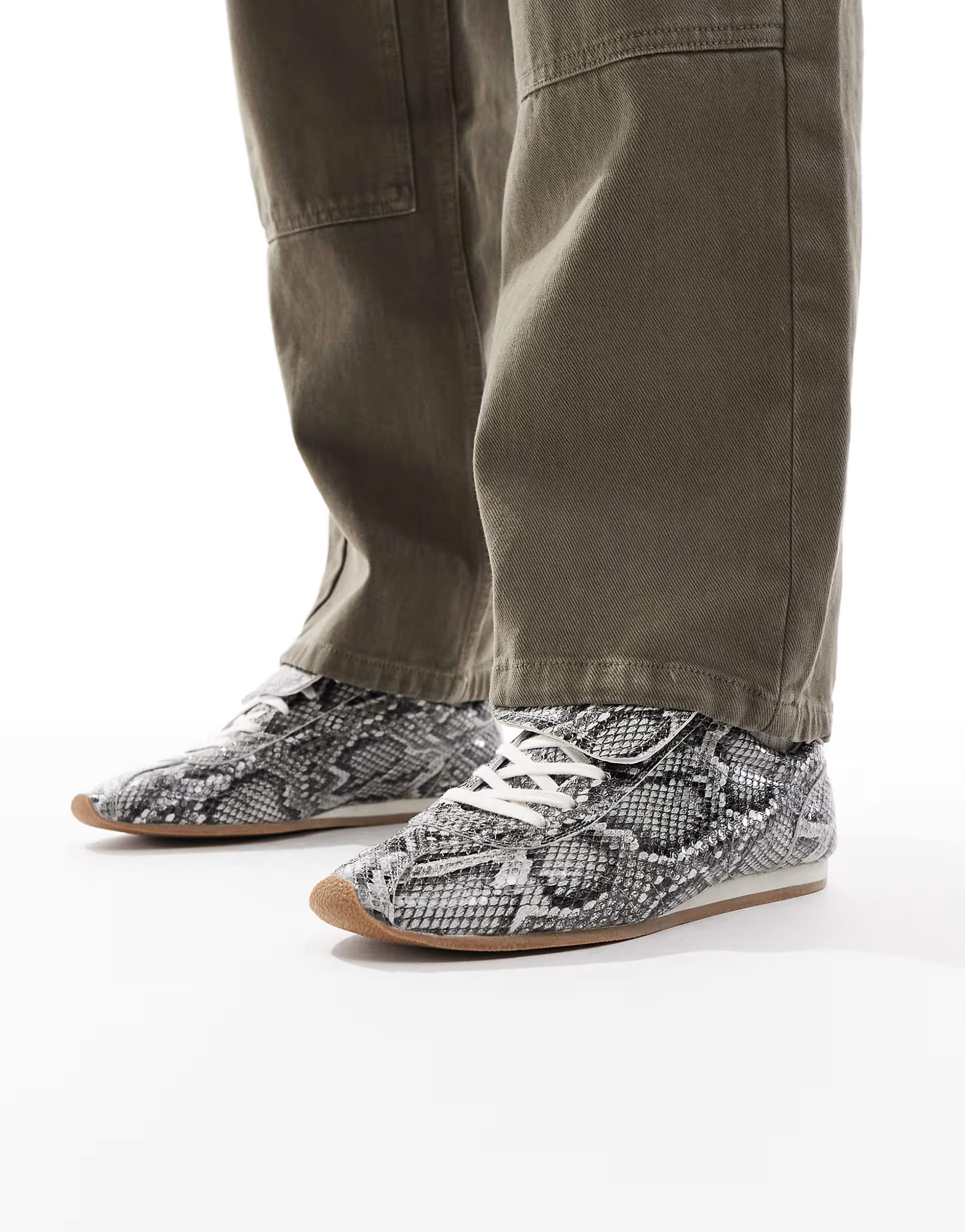 ASOS DESIGN retro trainers in faux snake print with oversized tongue | ASOS (Global)
