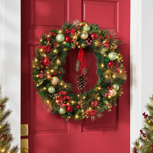 Member's Mark 32" Pre-Lit Decorated Wreath | Sam's Club