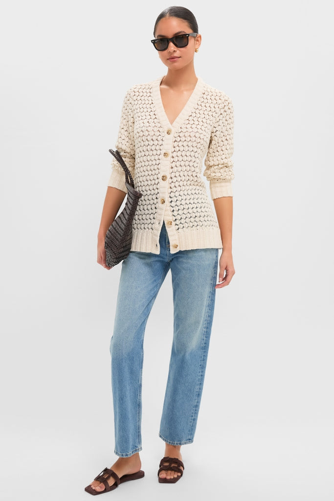 Metallic Cream Knit Caspar Cardigan | Tuckernuck (US)