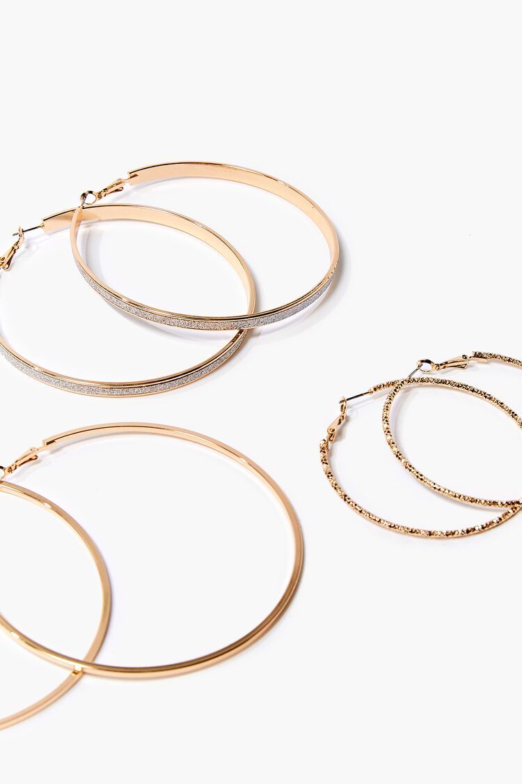 Women's Glitter Variety Hoop Earrings Set in Gold | Forever 21 (US)