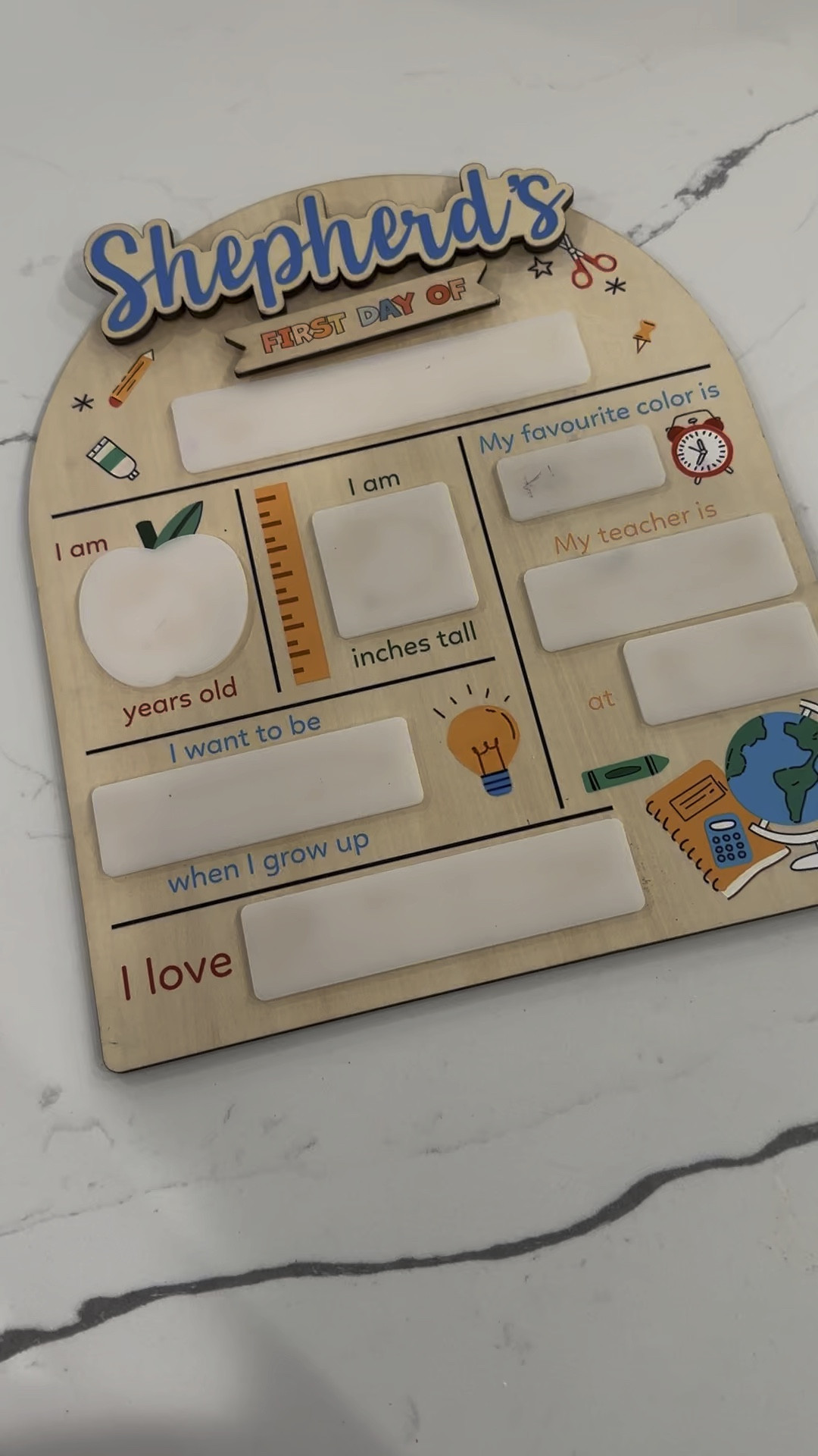 Found the cutest first day of school sign for my son’s back-to-school pictures! The “first day of” and “last day of” can be switched out with Velcro. The name on top can be switched out too if you have multiple kids. This is the 10x12 size. 

#LTKBacktoSchool #LTKKids #LTKFamily