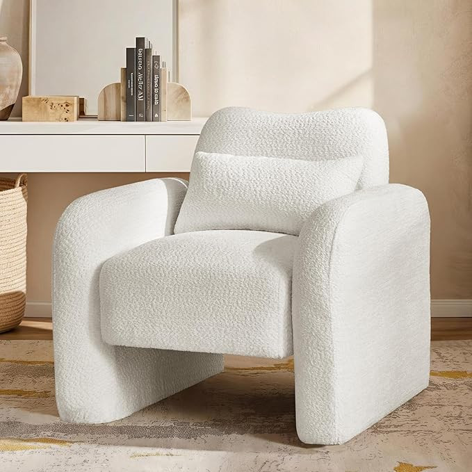 HULALA HOME Modern Upholstered Accent Chair with Pillow, Comfortable Curved Armchair with Seat Cu... | Amazon (US)