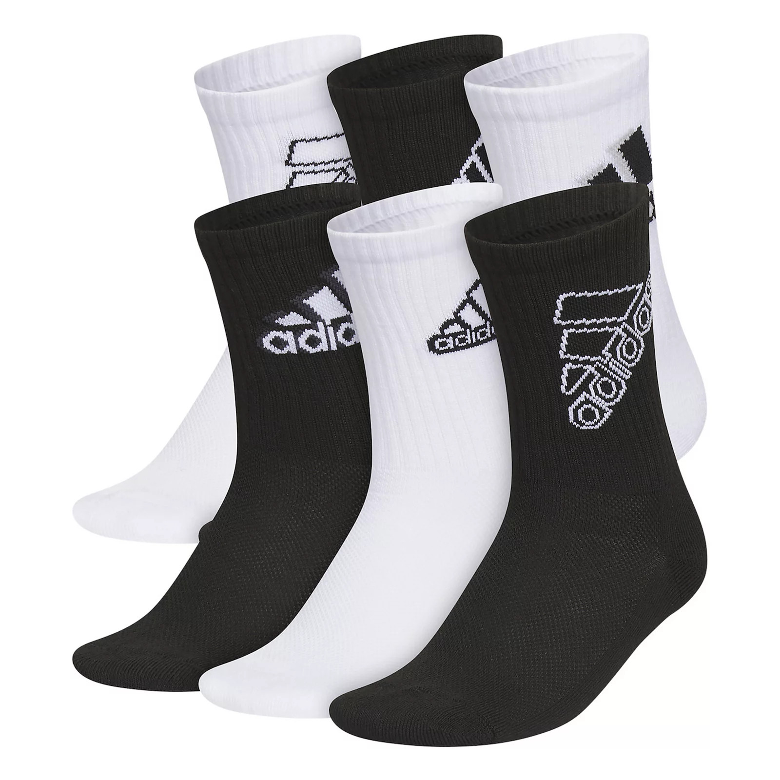 Boys adidas Cushioned Mixed 2.0 6-Pack Crew Socks, Boy's, Size: 9-11, White | Kohl's