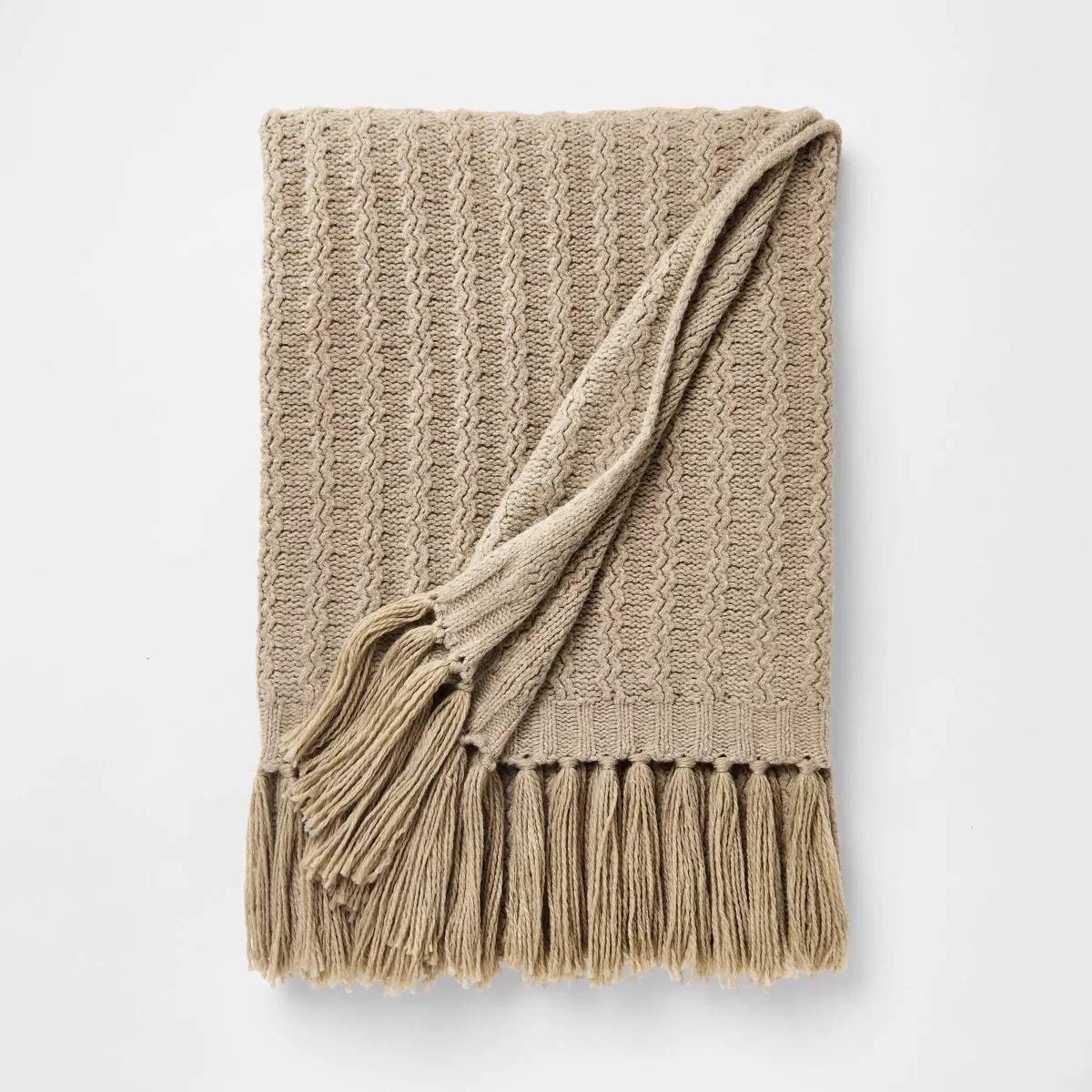 Knit Throw Blanket Beige - Threshold\u2122 designed w/Studio McGee | Target