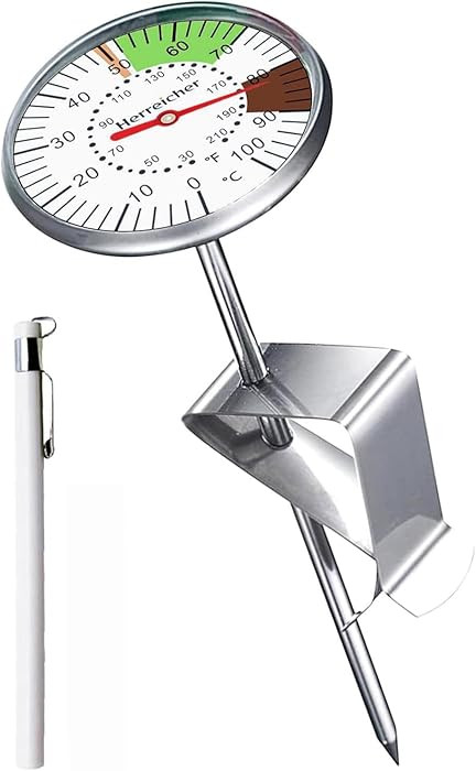 Milchthermometer Barista Edelstahl 18/8 127mm Sonde - Präzises Küchenthermometer mit Clip, ±0,... | Amazon (DE)