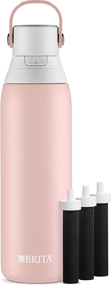 BRITA Stainless Steel Water Bottle with Filter, 591 mL Premium Double Insulated Water Bottle, Ros... | Amazon (CA)