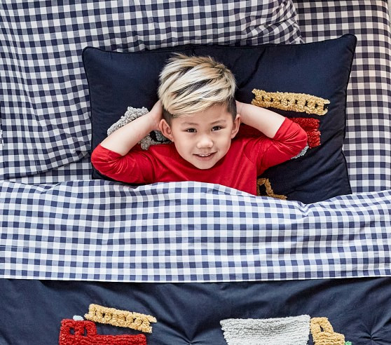 Check Organic Sheet Set & Pillowcases | Pottery Barn Kids