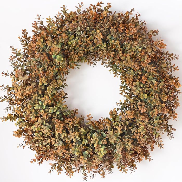 Plump & Full Fake Autumn Wreath, Faux Greenery Wreath,for Window Home Farmhouse Wall Thanksgiving... | Amazon (US)