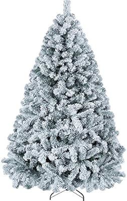 YAHEETECH 6ft Premium Unlit Snow Flocked Hinged Artificial Christmas Pine Full Tree with 820 Bran... | Amazon (US)