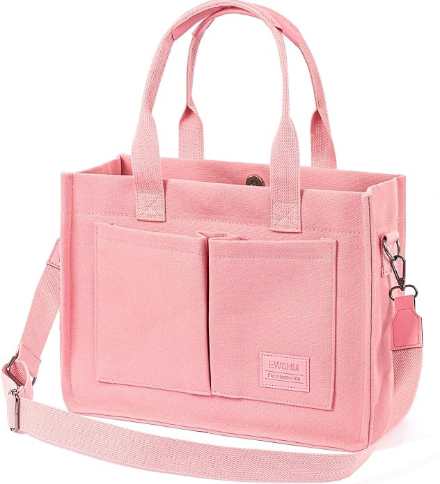 Canvas Tote Bag for Women, Large Laptop Travel Tote Handbag Totes with Crossbody Shoulder Teacher... | Amazon (US)