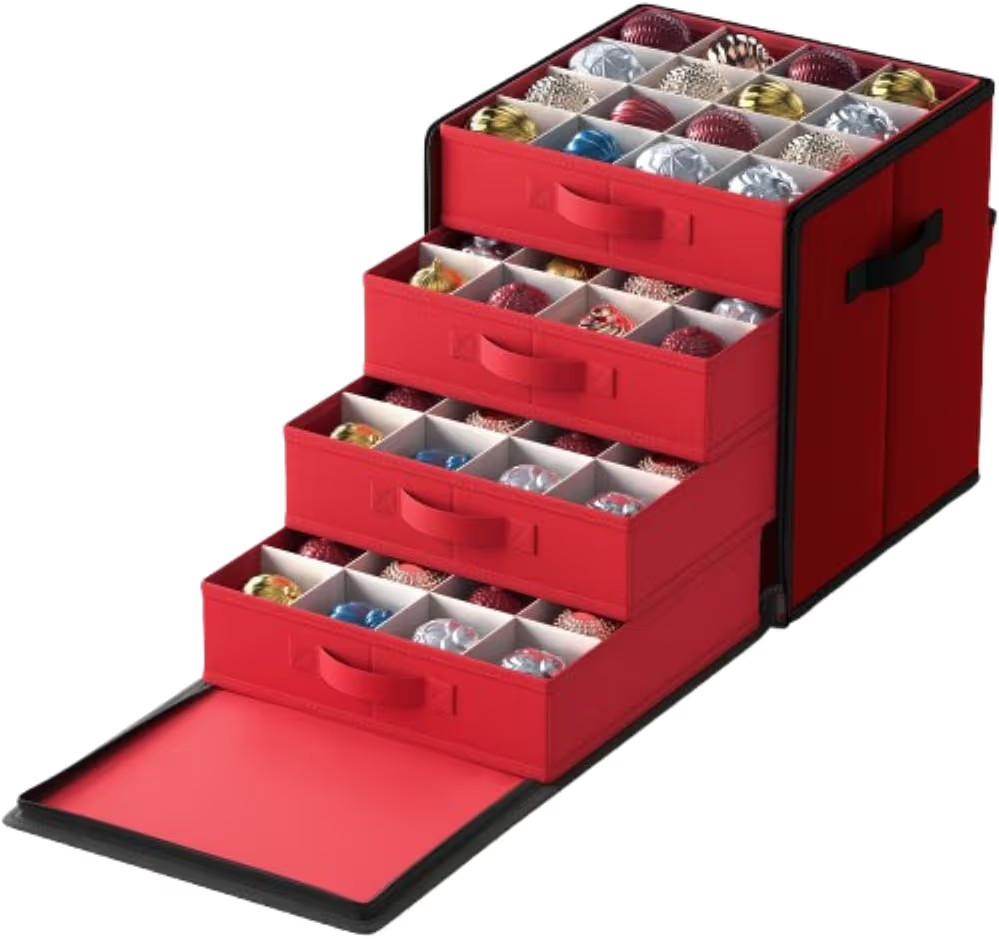 SONGMICS Christmas Ornament Storage Box, with Side Open, Stackable Christmas Storage Container wi... | Amazon (US)