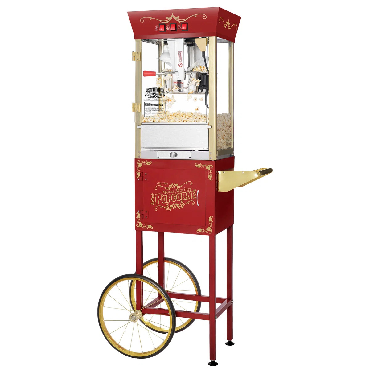 Matinee Popcorn Machine and Cart \u2013 3 Gallon Popcorn Popper, 8oz Kettle, Warmer, and 5 All-In... | Wayfair North America