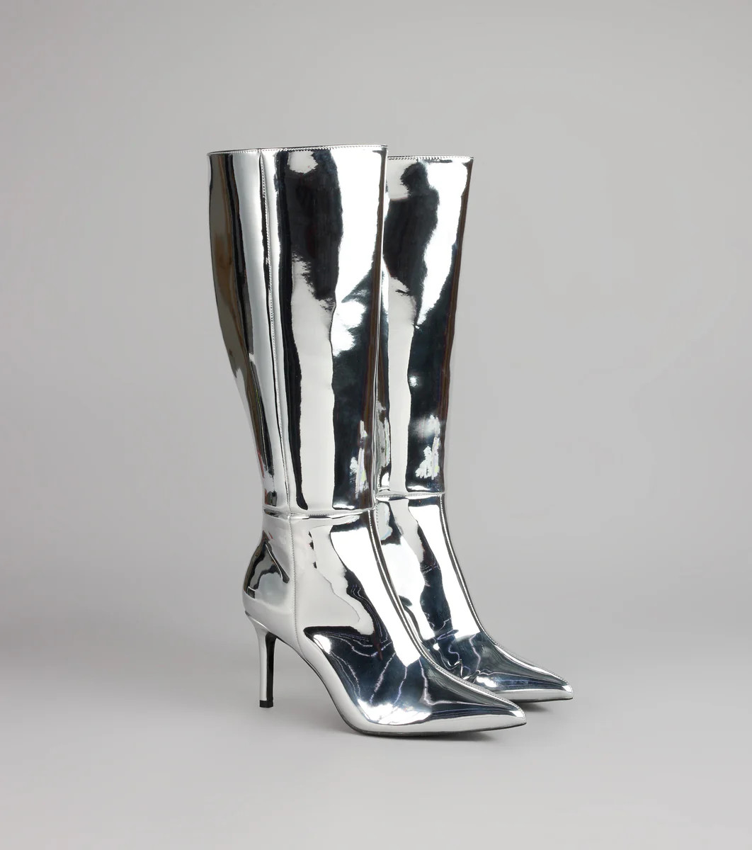 Galaxy Girl Mirror Metallic Knee Boots | Windsor Stores