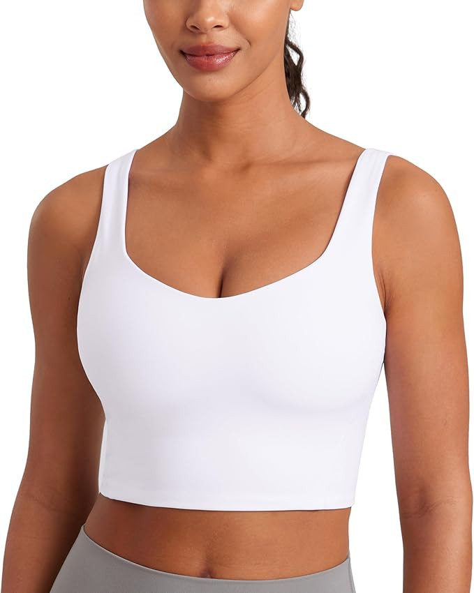 CRZ YOGA Softness Mold Butterluxe Longline Sports Bras for Women - Molded Cup V Neck Yoga Clothes... | Amazon (US)