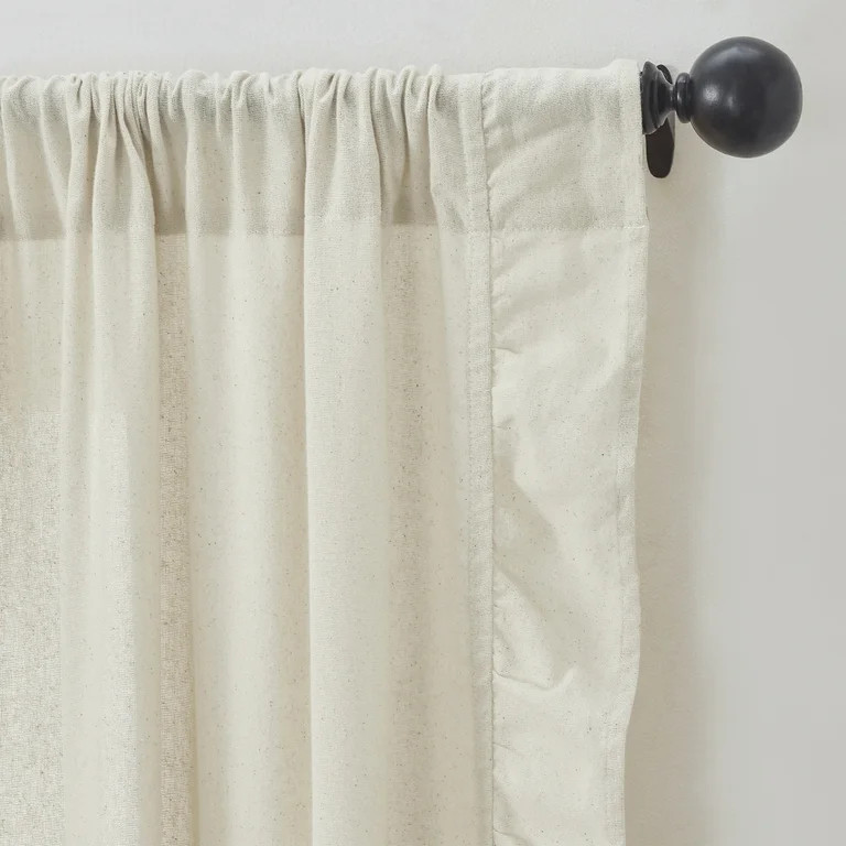 My Texas House Ruffle Light Filtering Rod Pocket Single Cotton Panel, 52" x 84", Linen - Walmart.... | Walmart (US)