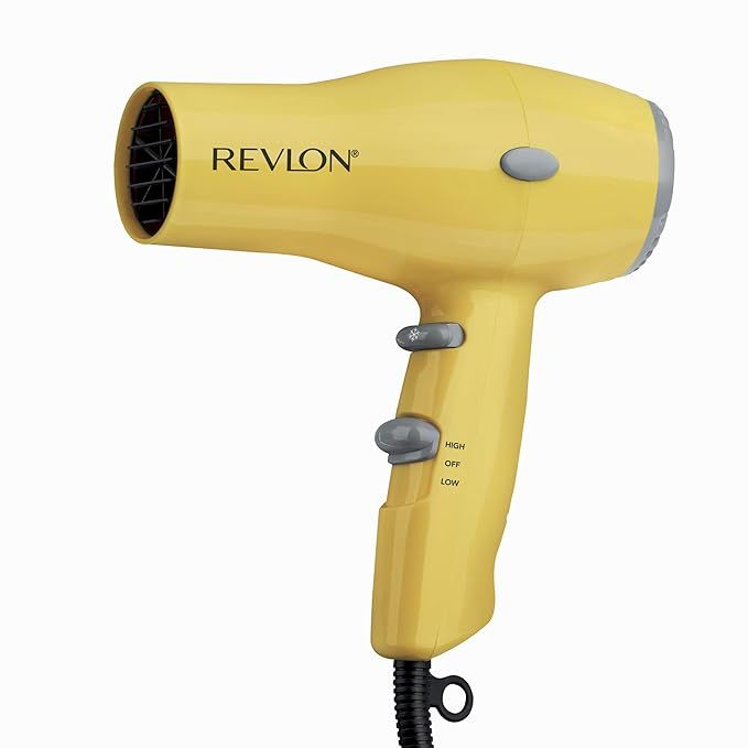 REVLON Compact Hair Dryer | 1875W Lightweight Design, Perfect for Travel, (Yellow) | Amazon (US)